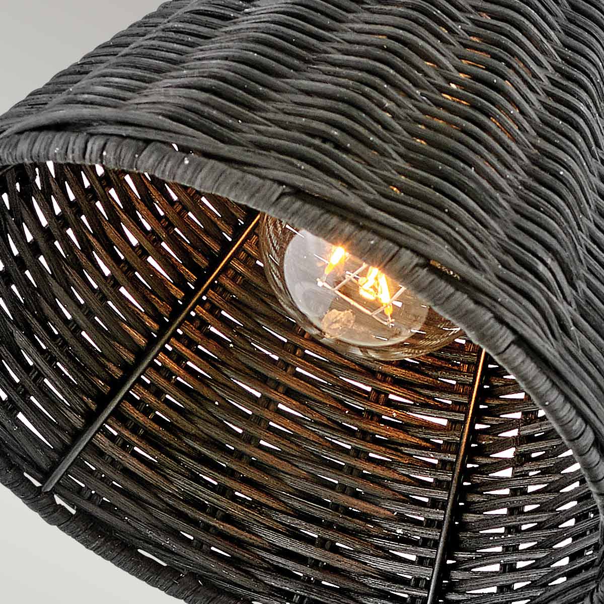 Hinkley Arti Wall Light Black with Black Rattan Shade