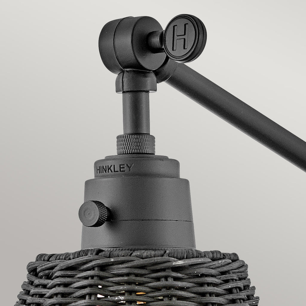 Hinkley Arti Wall Light Black with Black Rattan Shade