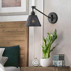 Hinkley Arti Wall Light Black with Black Rattan Shade