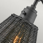 Hinkley Arti Wall Light Black with Black Rattan Shade