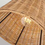 Hinkley Arti Wall Light Black with Natural Rattan Shade