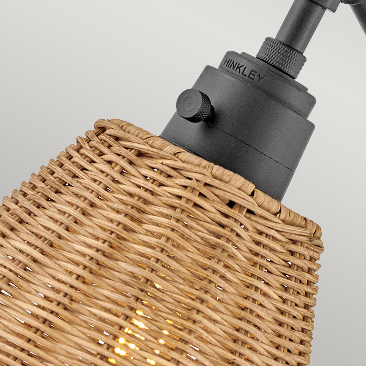Hinkley Arti Wall Light Black with Natural Rattan Shade