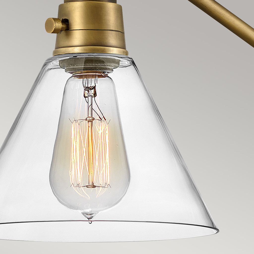 Hinkley Arti Wall Light Heritage Brass with Clear Glass Shade