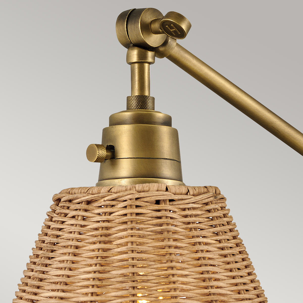 Hinkley Arti Wall Light Heritage Brass with Natural Rattan Shade