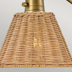 Hinkley Arti Wall Light Heritage Brass with Natural Rattan Shade