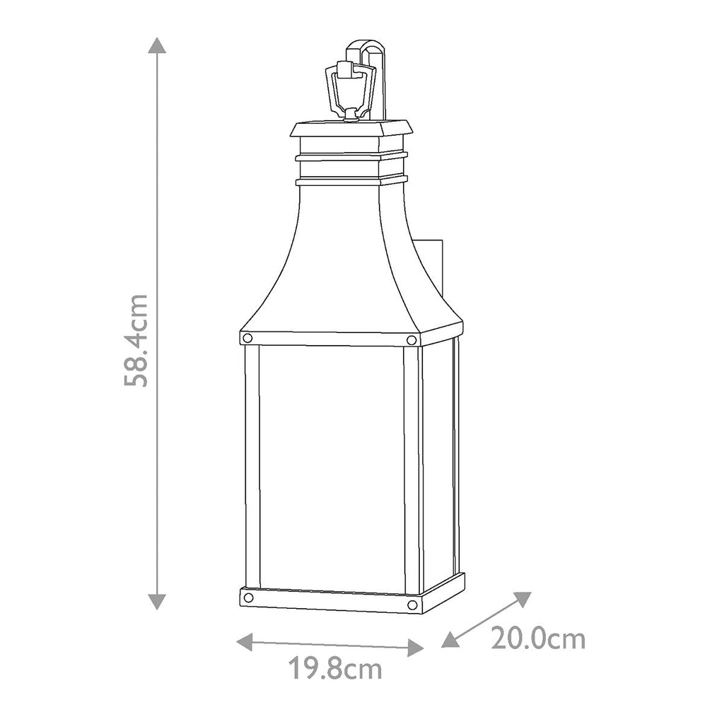Hinkley Beacon Hill Outdoor Medium Wall Lantern 2 Light in Museum Black