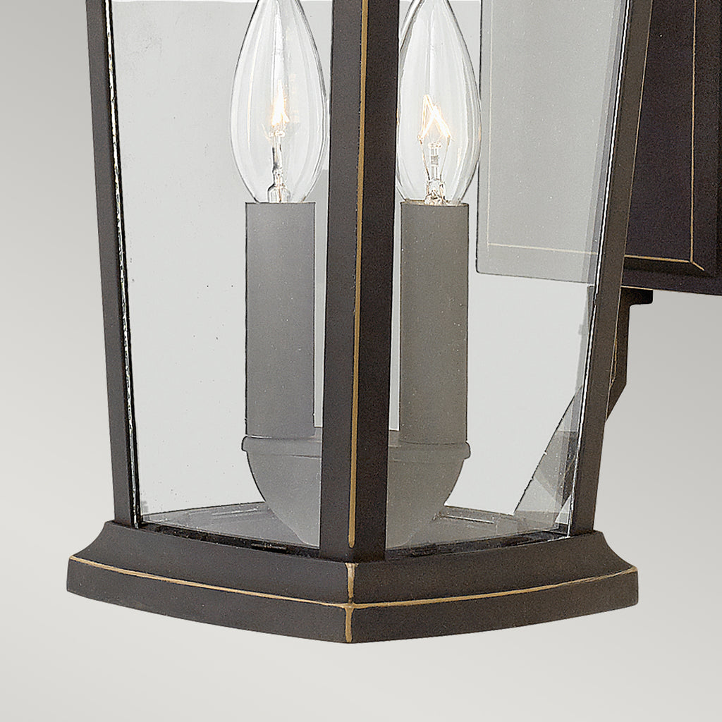 Hinkley Bromley 2 Light Outdoor Wall Lantern in Oil Rubbed Bronze with Clear Shade