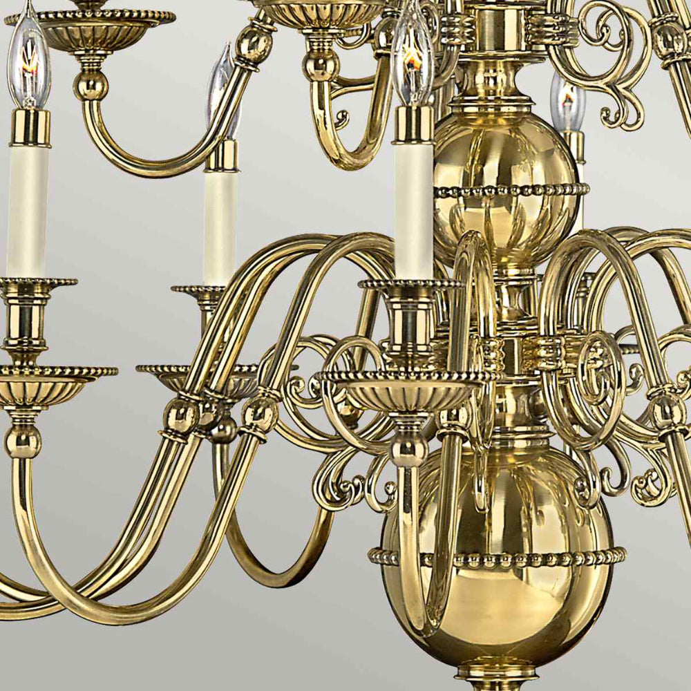 Hinkley Cambridge 15 Light Chandelier in Burnished Brass