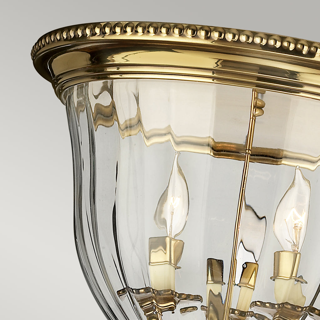 Hinkley Cambridge 3 Light Flush Ceiling Light in Burnished Brass