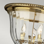 Hinkley Cambridge 3 Light Flush Ceiling Light in Burnished Brass