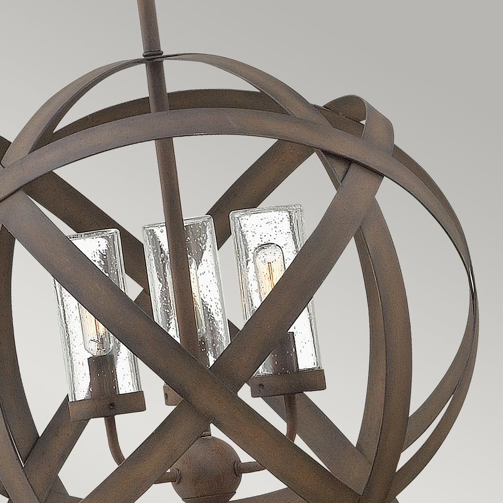 Hinkley Carson 3 Light Outdoor Pendant Light in Vintage Iron