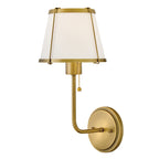 Hinkley Clarke Wall Light with Pull switch Darkened Brass & Ivory Linen Shade