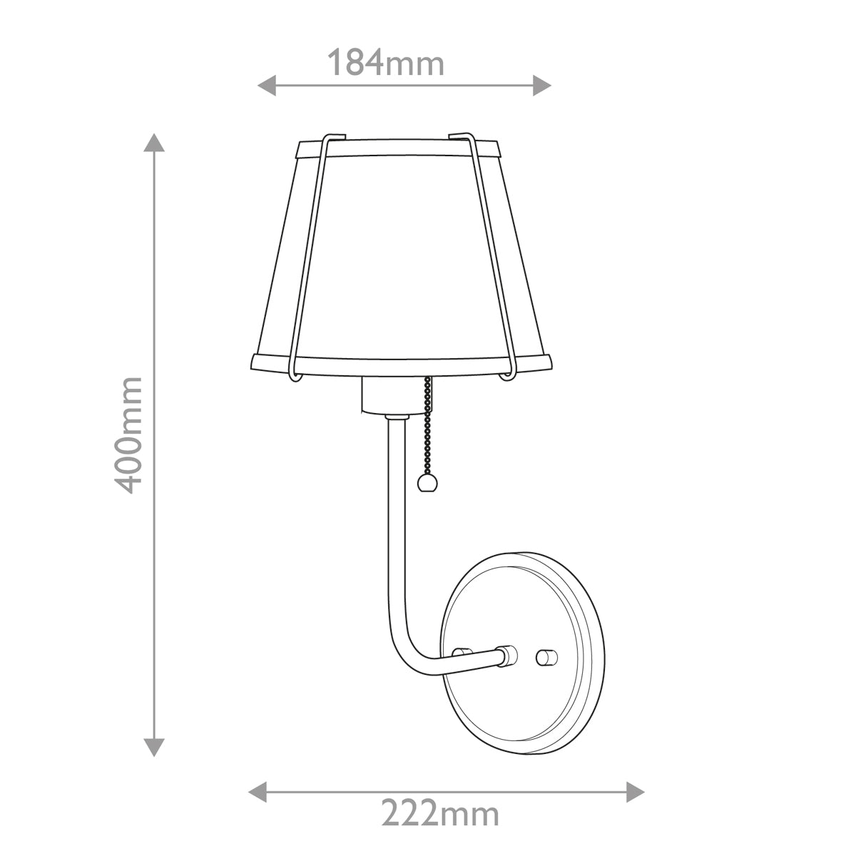 Hinkley Clarke Wall Light with Pull switch Darkened Brass & Ivory Linen Shade