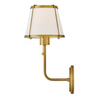 Hinkley Clarke Wall Light with Pull switch Darkened Brass & Ivory Linen Shade