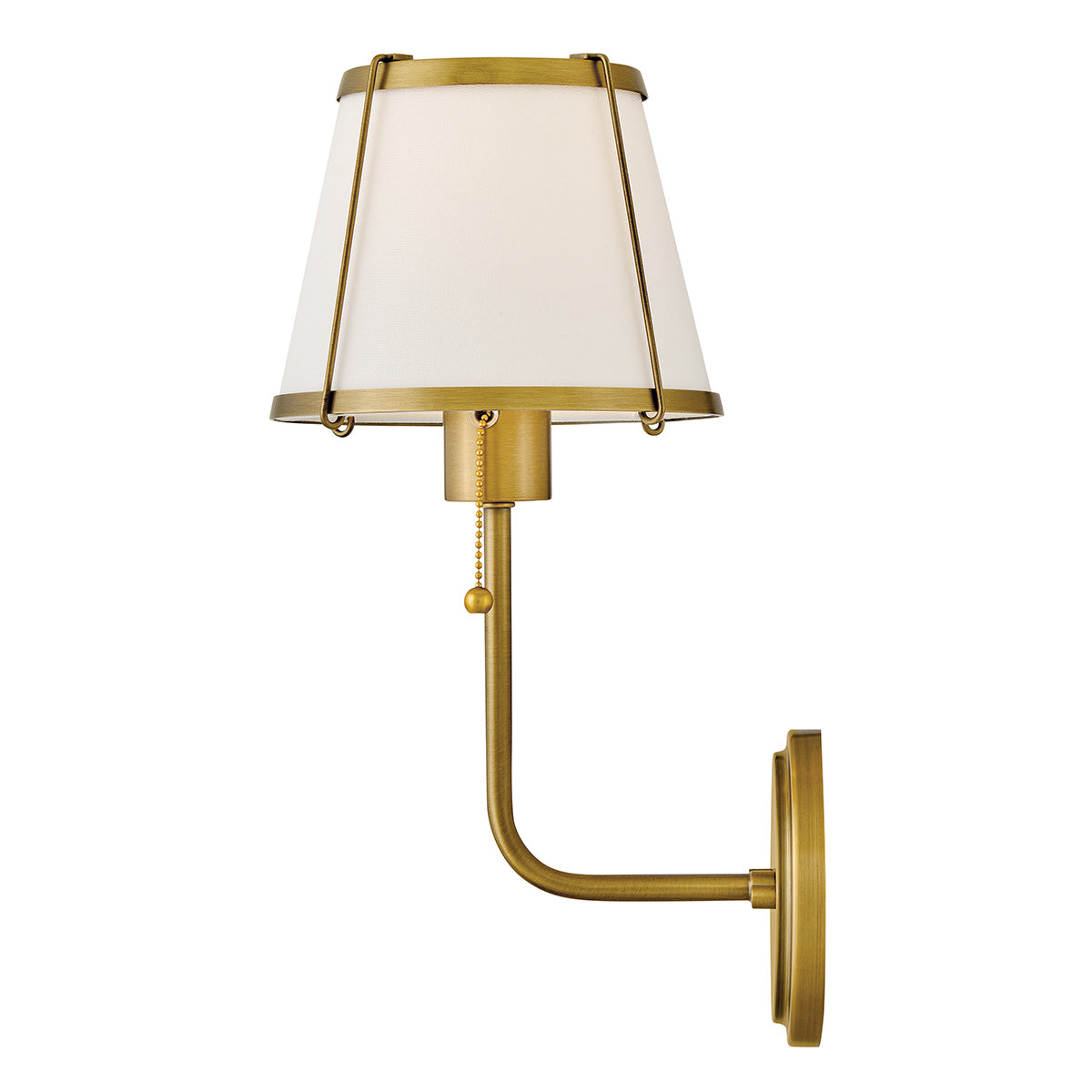Hinkley Clarke Wall Light with Pull switch Darkened Brass & Ivory Linen Shade