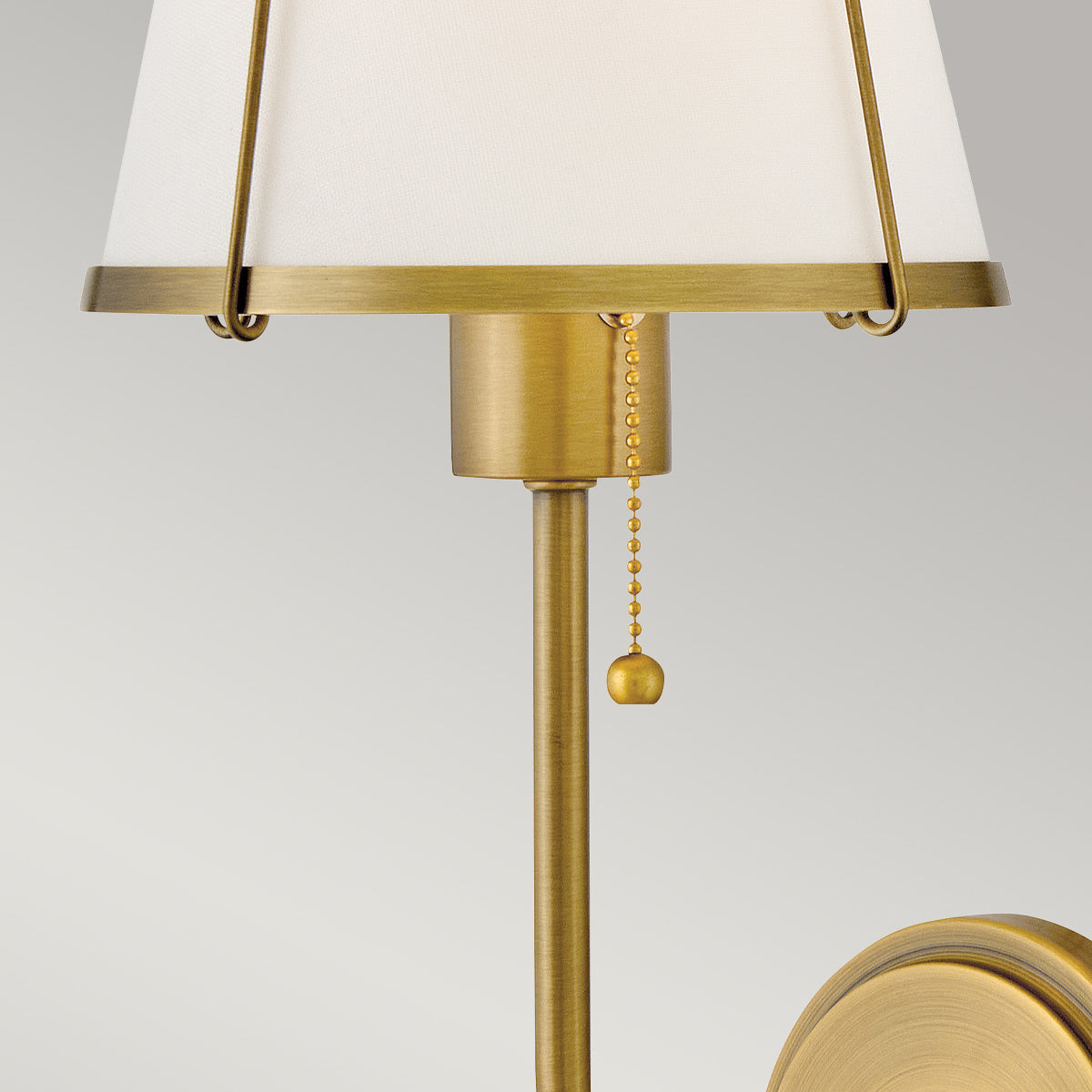 Hinkley Clarke Wall Light with Pull switch Darkened Brass & Ivory Linen Shade