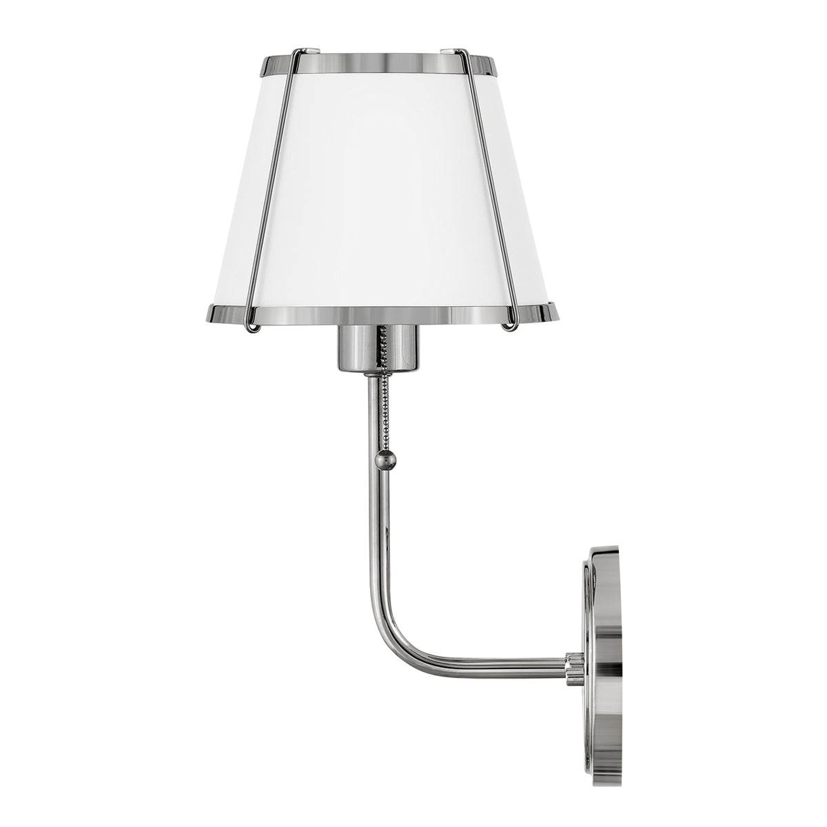 Hinkley Clarke Wall Light with Pull switch Polished Nickel & White Metal Shade