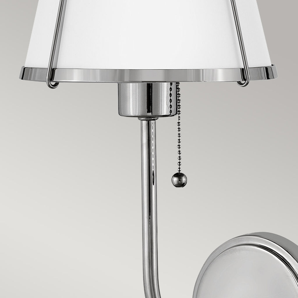 Hinkley Clarke Wall Light with Pull switch Polished Nickel & White Metal Shade