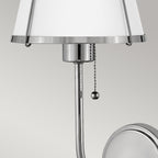 Hinkley Clarke Wall Light with Pull switch Polished Nickel & White Metal Shade