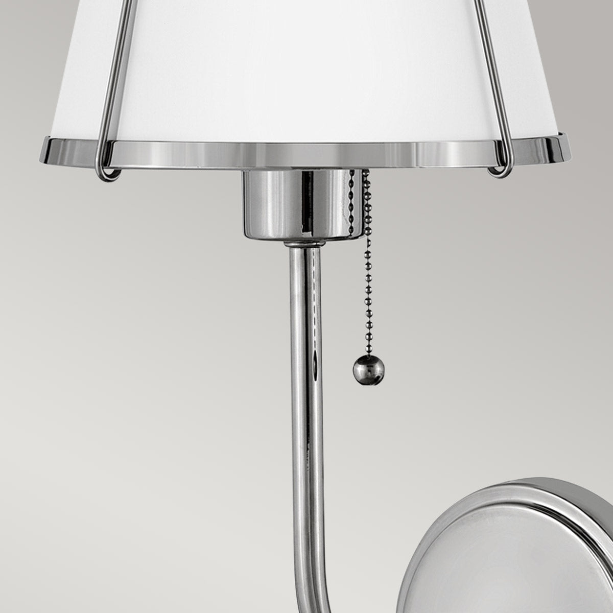 Hinkley Clarke Wall Light with Pull switch Polished Nickel & White Metal Shade