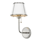 Hinkley Clarke Wall Light with Pull switch Polished Nickel & White Metal Shade