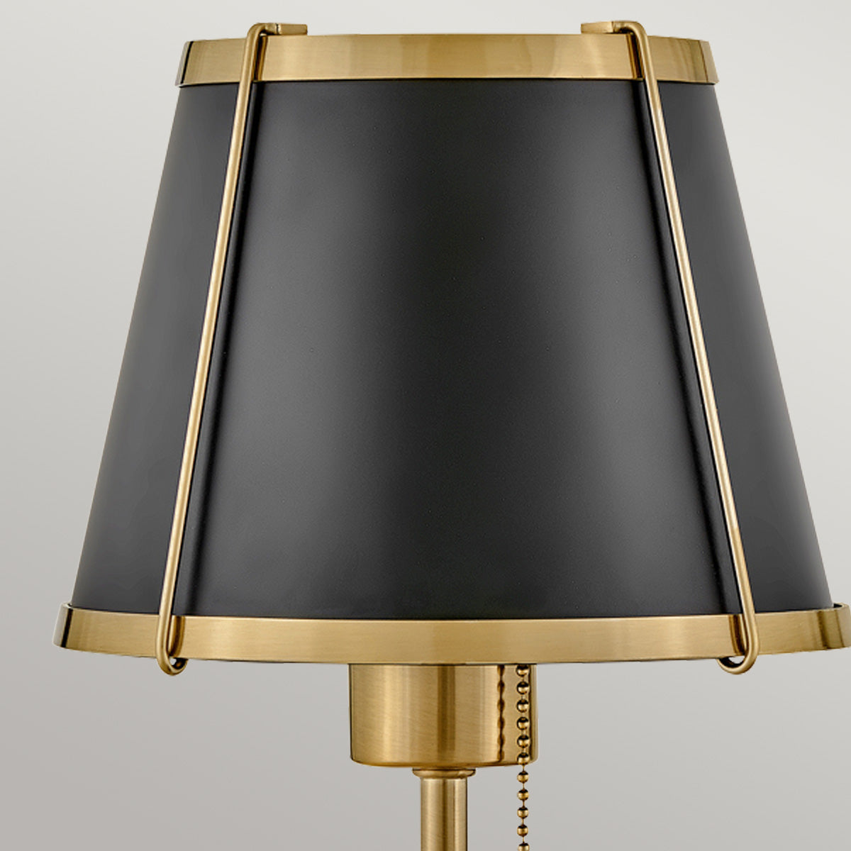 Hinkley Clarke Wall Light with Pull switch Warm Brass & Black Metal Shade