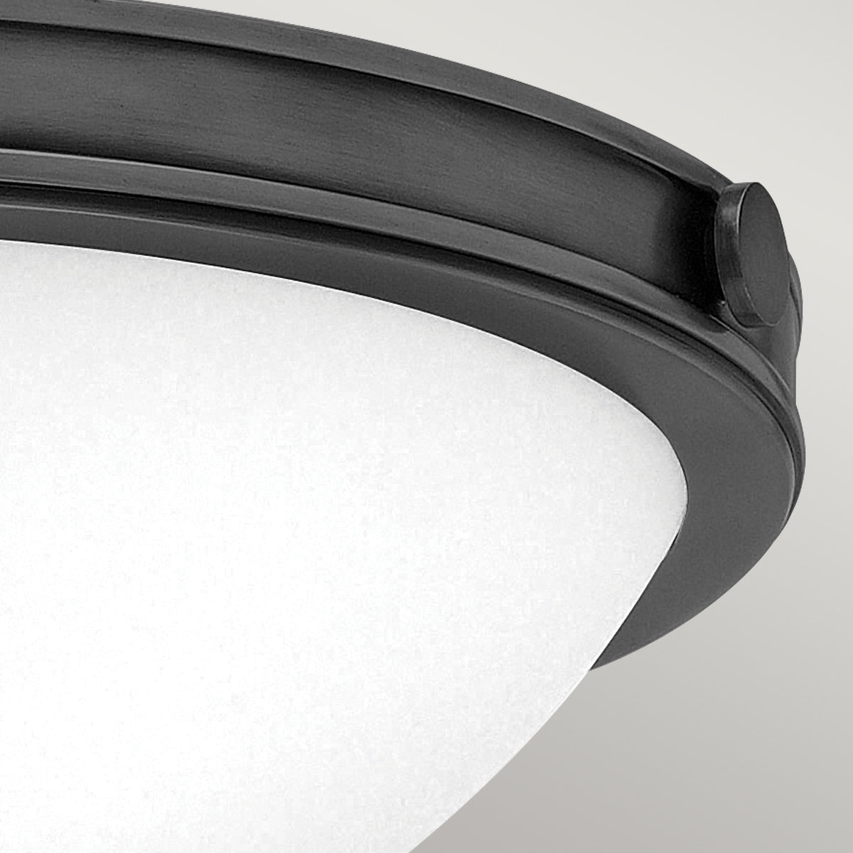 Hinkley Collier 2 Light Small Flush Ceiling Fitting Black Oxide with Seeded Glass