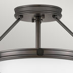 Hinkley Collier 3 light Small Semi-Flush Fitting Black Oxide with Opal Shade