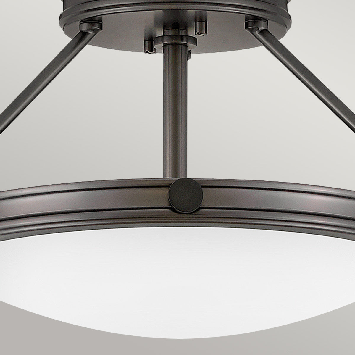Hinkley Collier 3 light Small Semi-Flush Fitting Black Oxide with Opal Shade