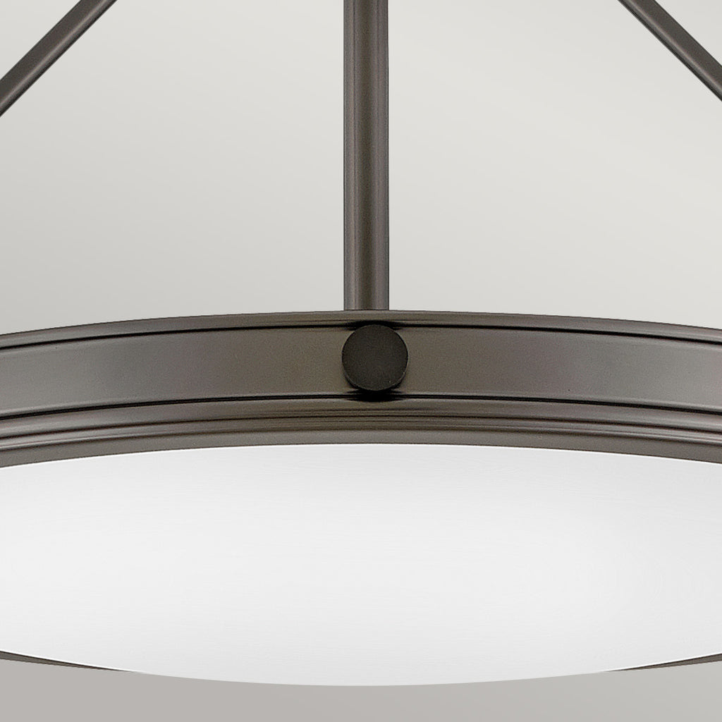 Hinkley Collier 4 light Medium Semi-Flush Fitting Black Oxide with Opal Shade