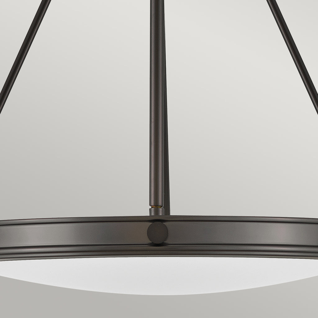 Hinkley Collier 4 Light Pendant Black Oxide with Opal Glass Shade