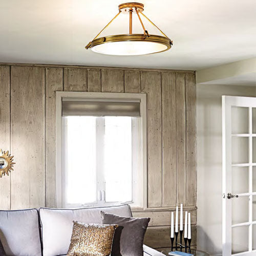 Hinkley Collier 4 Light Semi Flush Ceiling Light in Heritage Brass
