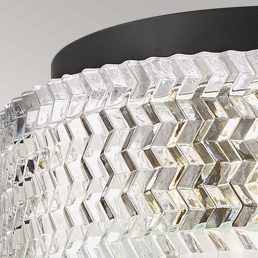 Hinkley Elle 2 Light Small Flush Black with Glass Shade