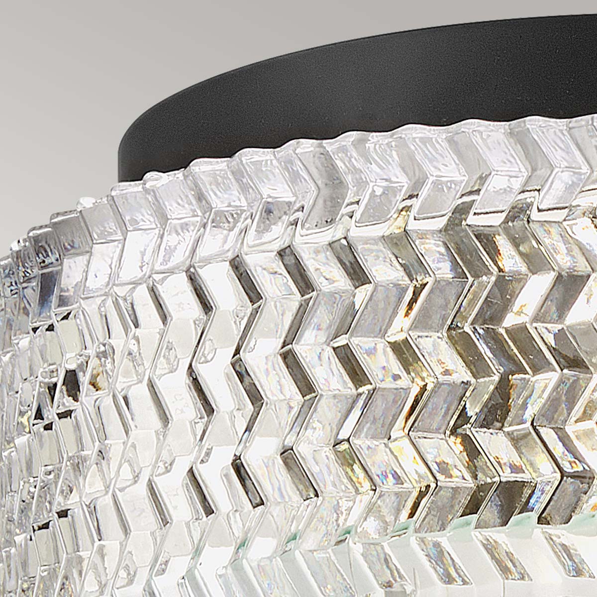 Hinkley Elle 2 Light Small Flush Black with Glass Shade