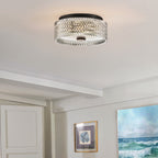 Hinkley Elle 2 Light Small Flush Black with Glass Shade