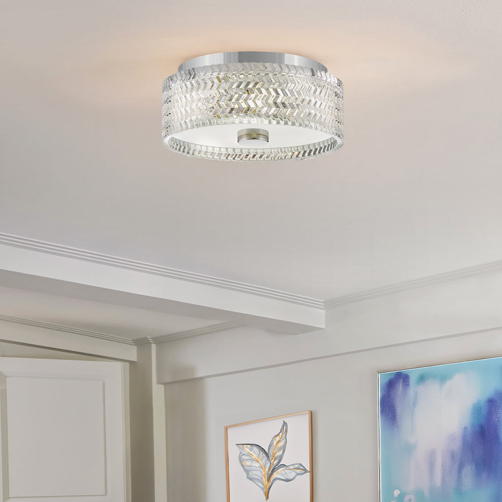 Hinkley Elle 2 Light Small Flush Chrome wit Glass Shade