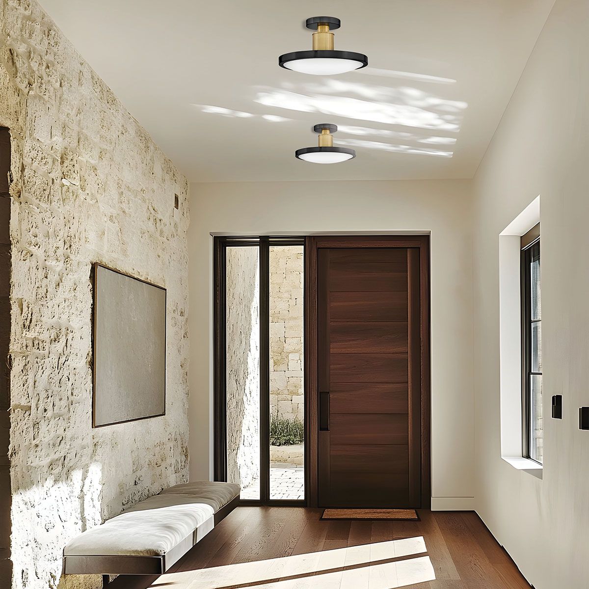 Hinkley Kieran LED Semi-Flush in Black & Brass