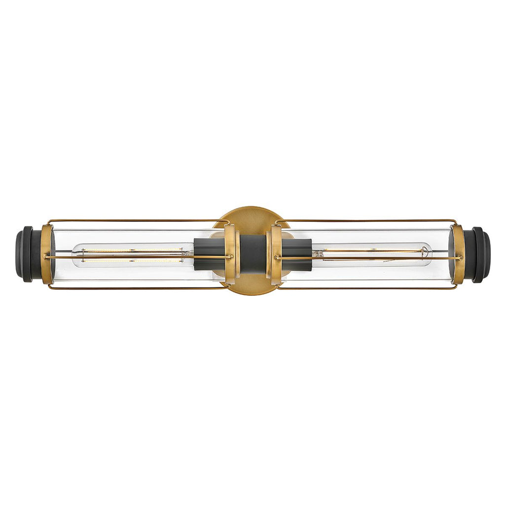 Hinkley Masthead Bathroom 2 Light Wall Light in Heritage Brass with Black
