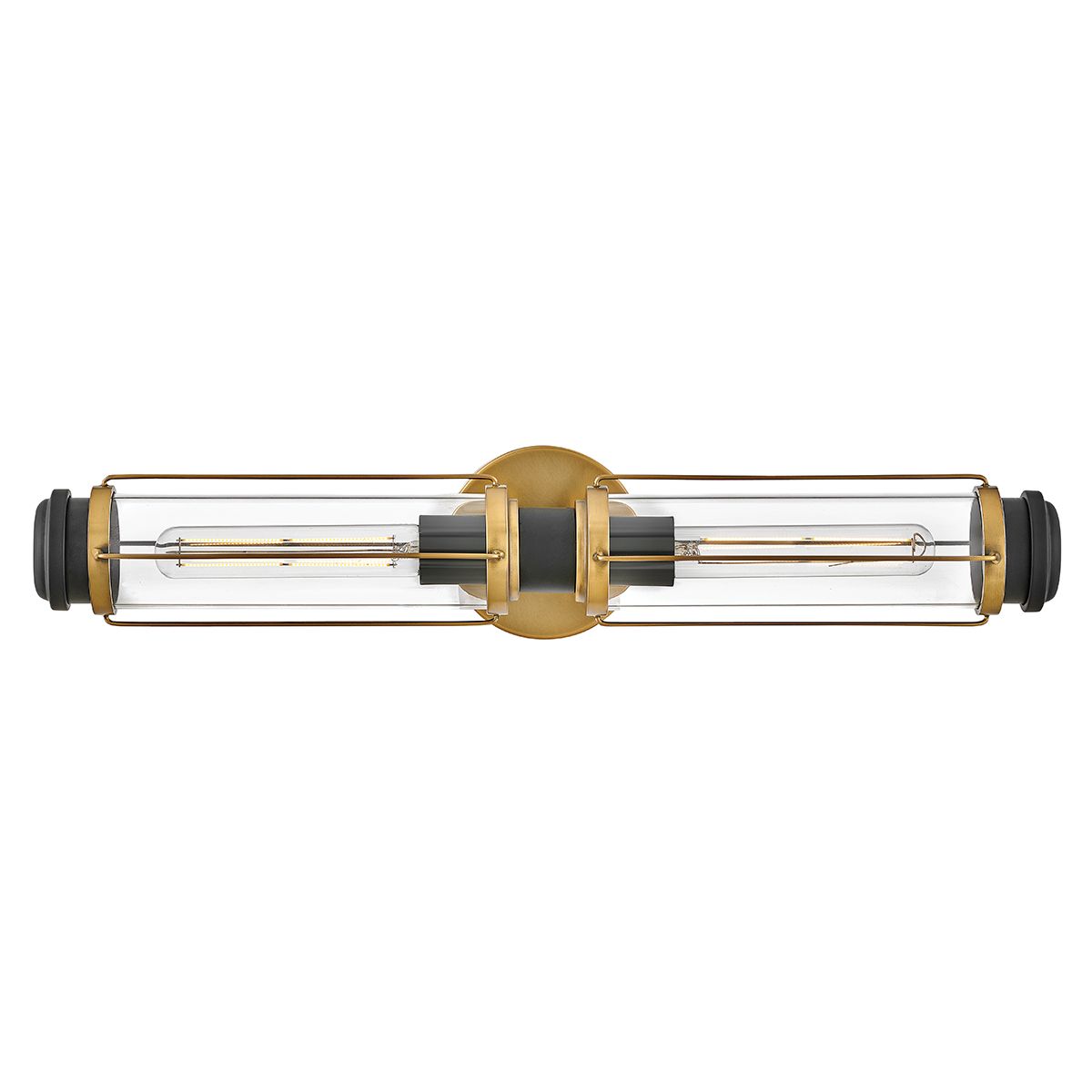 Hinkley Masthead Bathroom 2 Light Wall Light in Heritage Brass with Black