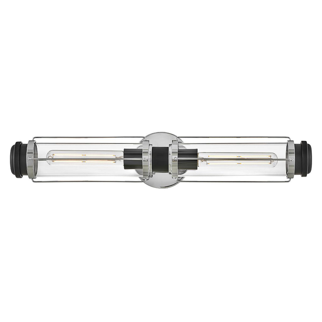 Hinkley Masthead Bathroom 2 Light Wall Light in Polished Chrome with Black