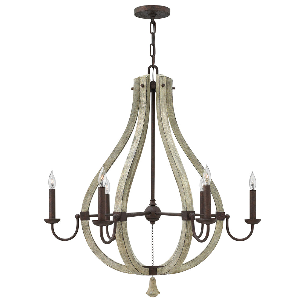 Hinkley Middlefield 6 Light Chandelier in Iron Rust