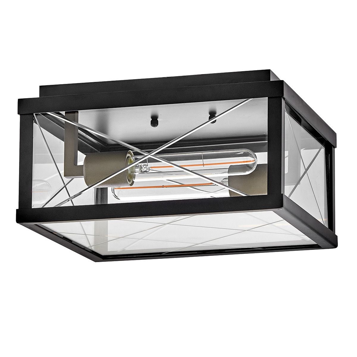Hinkley Monte 2 Light Outdoor Porch Ceiling Flush in Black