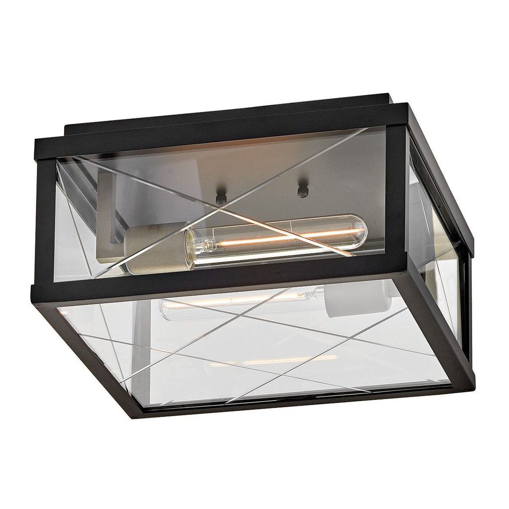 Hinkley Monte 2 Light Outdoor Porch Ceiling Flush in Black