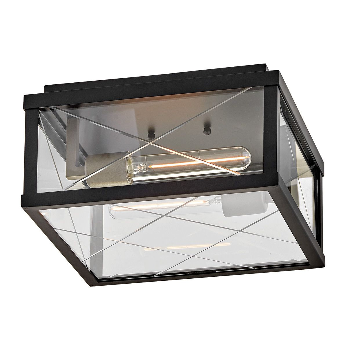 Hinkley Monte 2 Light Outdoor Porch Ceiling Flush in Black