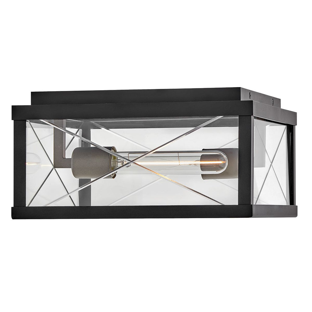 Hinkley Monte 2 Light Outdoor Porch Ceiling Flush in Black