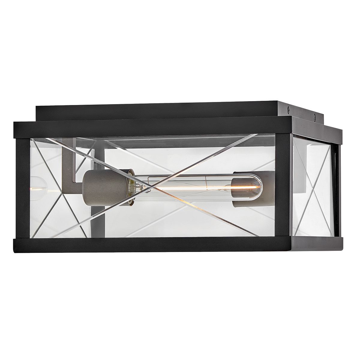 Hinkley Monte 2 Light Outdoor Porch Ceiling Flush in Black