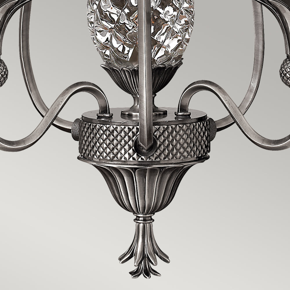 Hinkley Plantation 3 Light Chandelier in Polished Antique Nickel