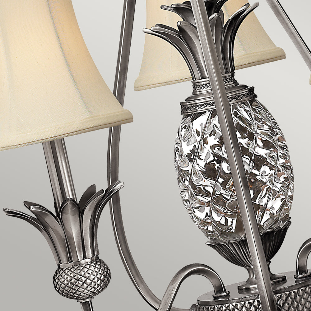 Hinkley Plantation 3 Light Chandelier in Polished Antique Nickel