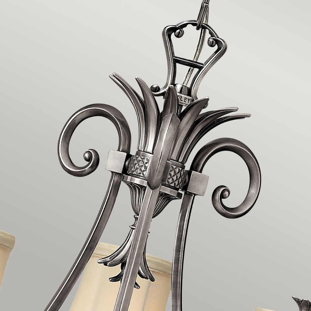 Hinkley Plantation 3 Light Chandelier in Polished Antique Nickel