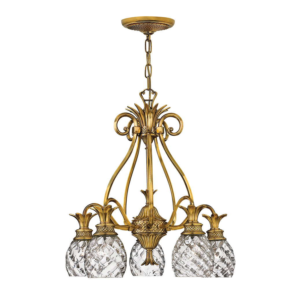 Hinkley Plantation 5 Light Chandelier in Burnished Brass
